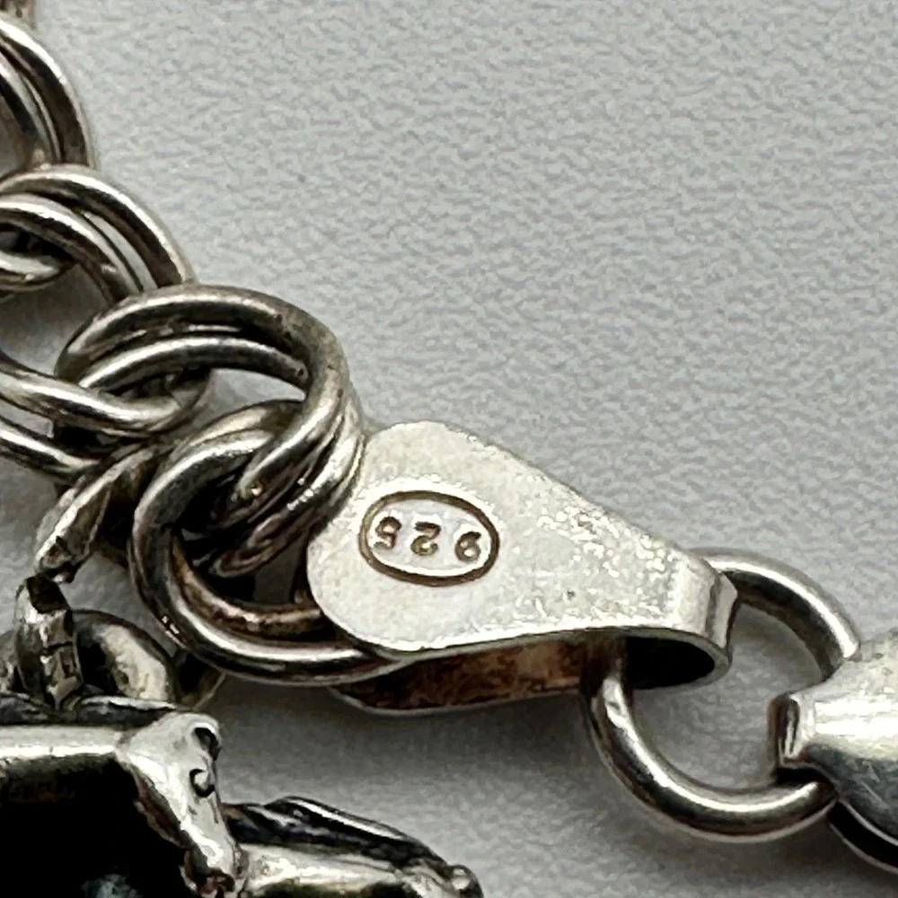 Kids Sterling Silver 925 Western Charm Bracelet Horses Boot Outhouse 22g Italy
